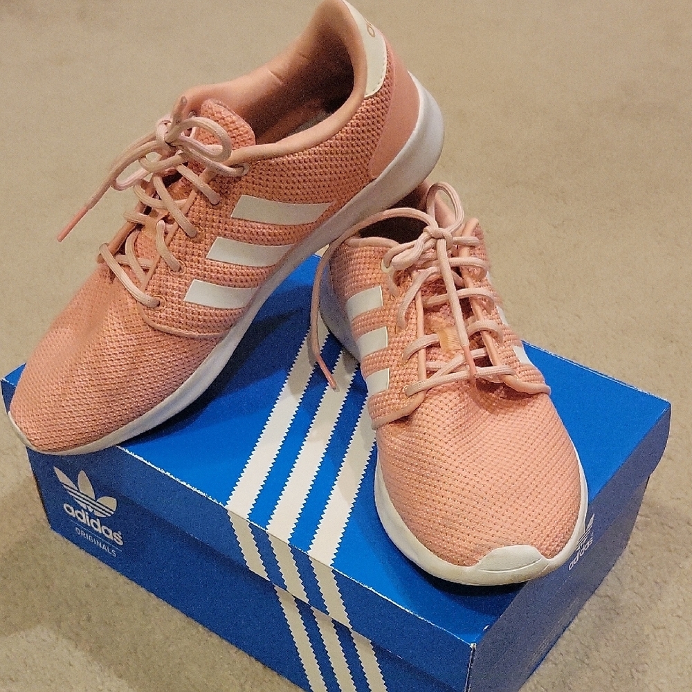Adidas Pink and White Sneakers Retro-Inspired Design